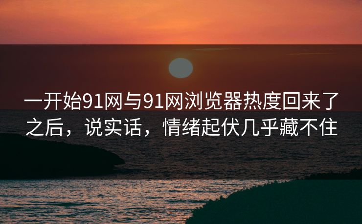 一开始91网与91网浏览器热度回来了之后，说实话，情绪起伏几乎藏不住