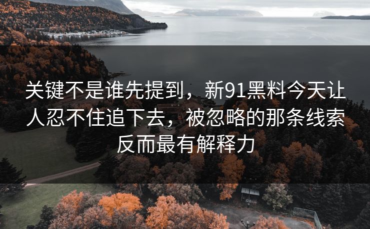关键不是谁先提到,新91黑料今天让人忍不住追下去,被忽略的那条线索反而最有解释力 关键不是谁先提到,新91黑料今天让人忍不住追下去,被忽略的那条线索反而最有解释力