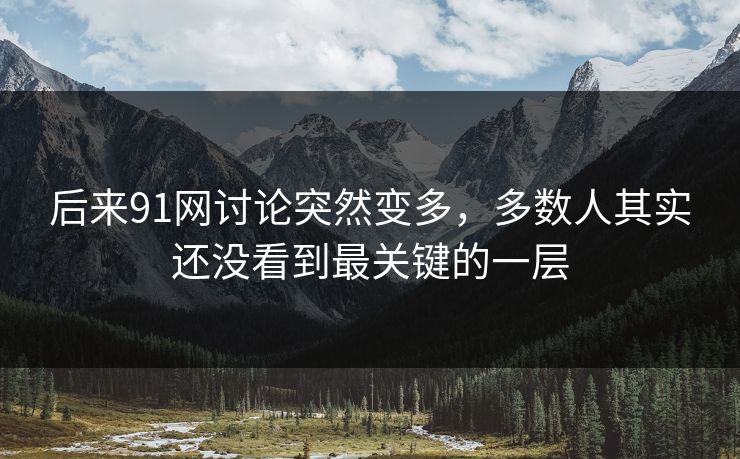 后来91网讨论突然变多,多数人其实还没看到最关键的一层 后来91网讨论突然变多,多数人其实还没看到最关键的一层