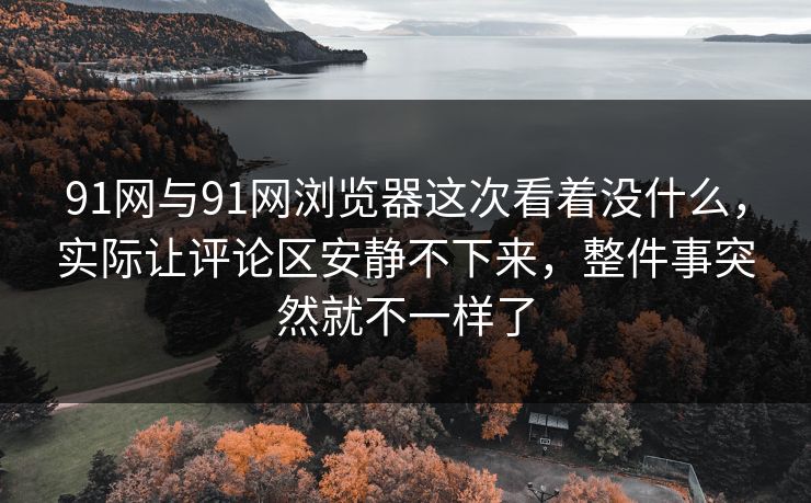 91网与91网浏览器这次看着没什么,实际让评论区安静不下来,整件事突然就不一样了 91网与91网浏览器这次看着没什么,实际让评论区安静不下来,整件事突然就不一样了