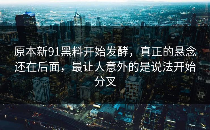 原本新91黑料开始发酵，真正的悬念还在后面，最让人意外的是说法开始分叉