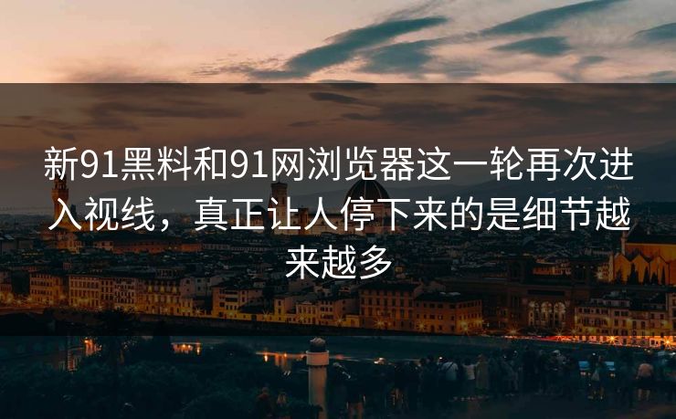新91黑料和91网浏览器这一轮再次进入视线，真正让人停下来的是细节越来越多